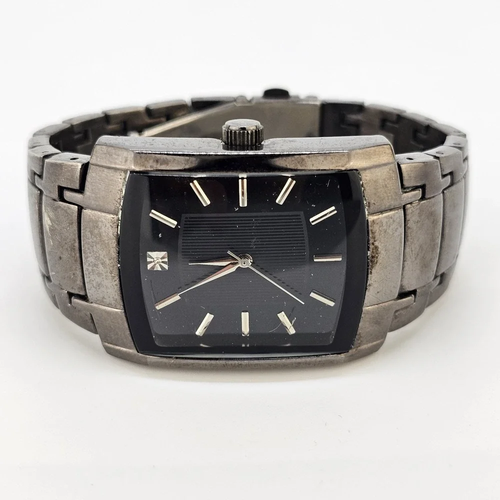Men's Diamond Analog Watch 35MM Black Dial Black Bracelet Band 6